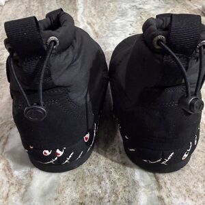 Champion Black Quilted Bootie Slippers Slip-On Insulated Winter Shoes Logo 8